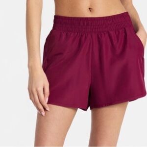 Athletic Works Women's Burgundy Elastic Waist Athletic Shorts